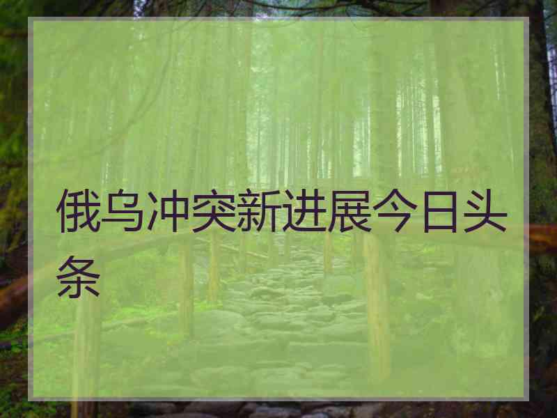 俄乌冲突新进展今日头条